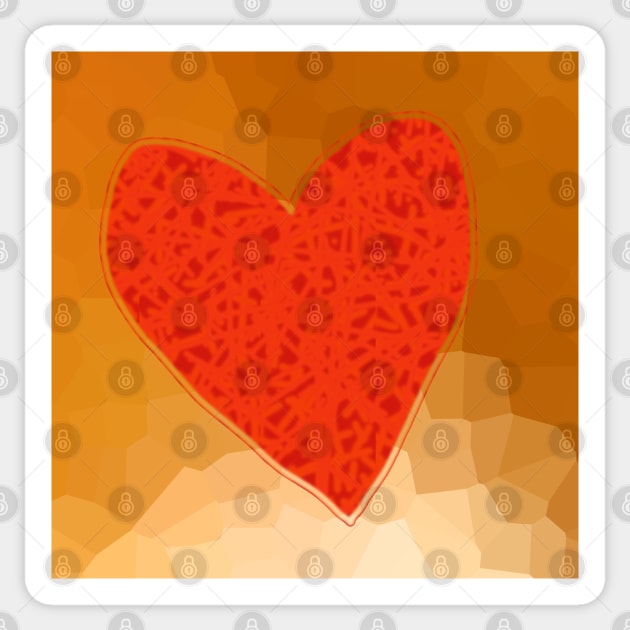 Red Heart on Gold Mosaic Sticker by ellenhenryart